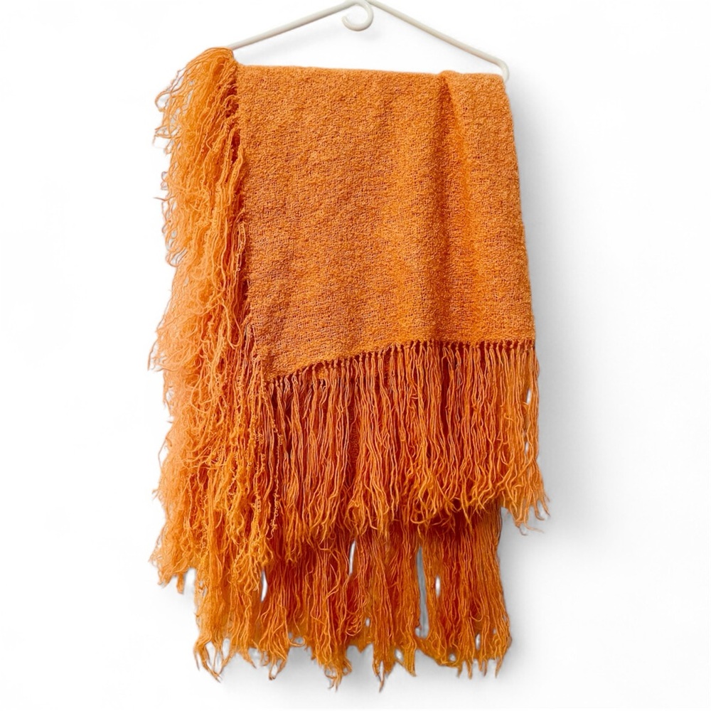 Merry Loom Handwoven Mohair Fringed Throw in Apricot